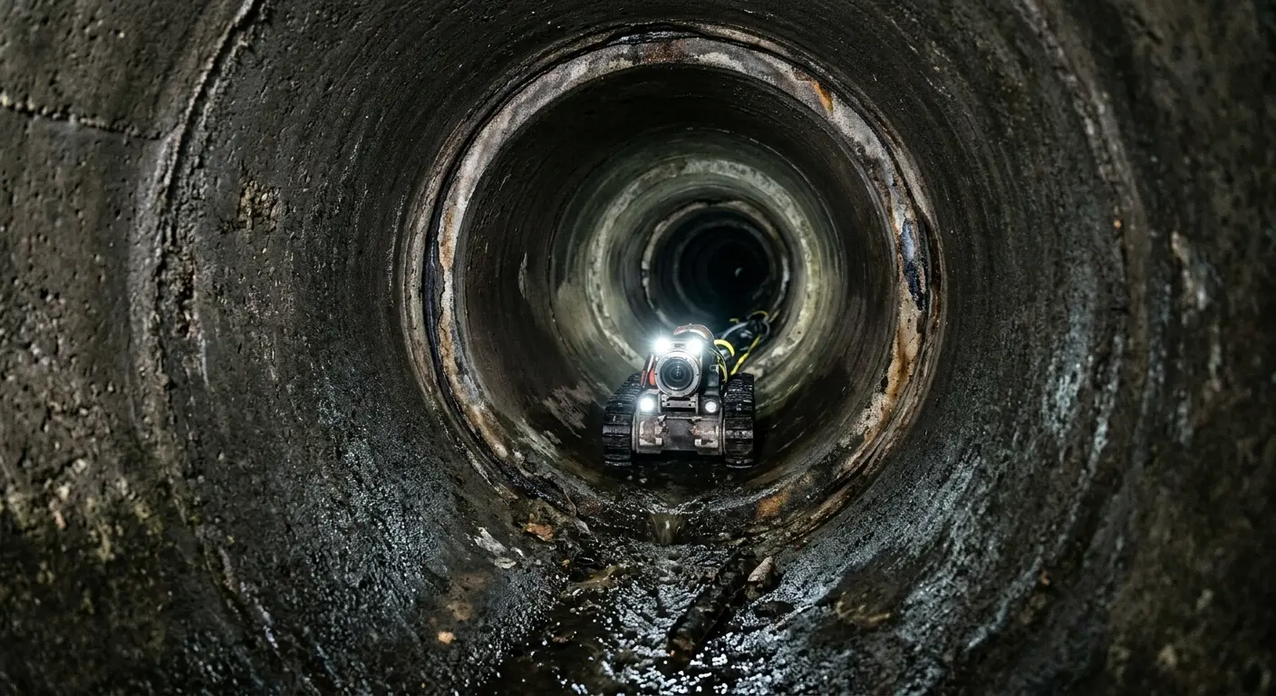 Robotic sewer camera inspecting pipe interior for Sewer Line Repair in Maywood